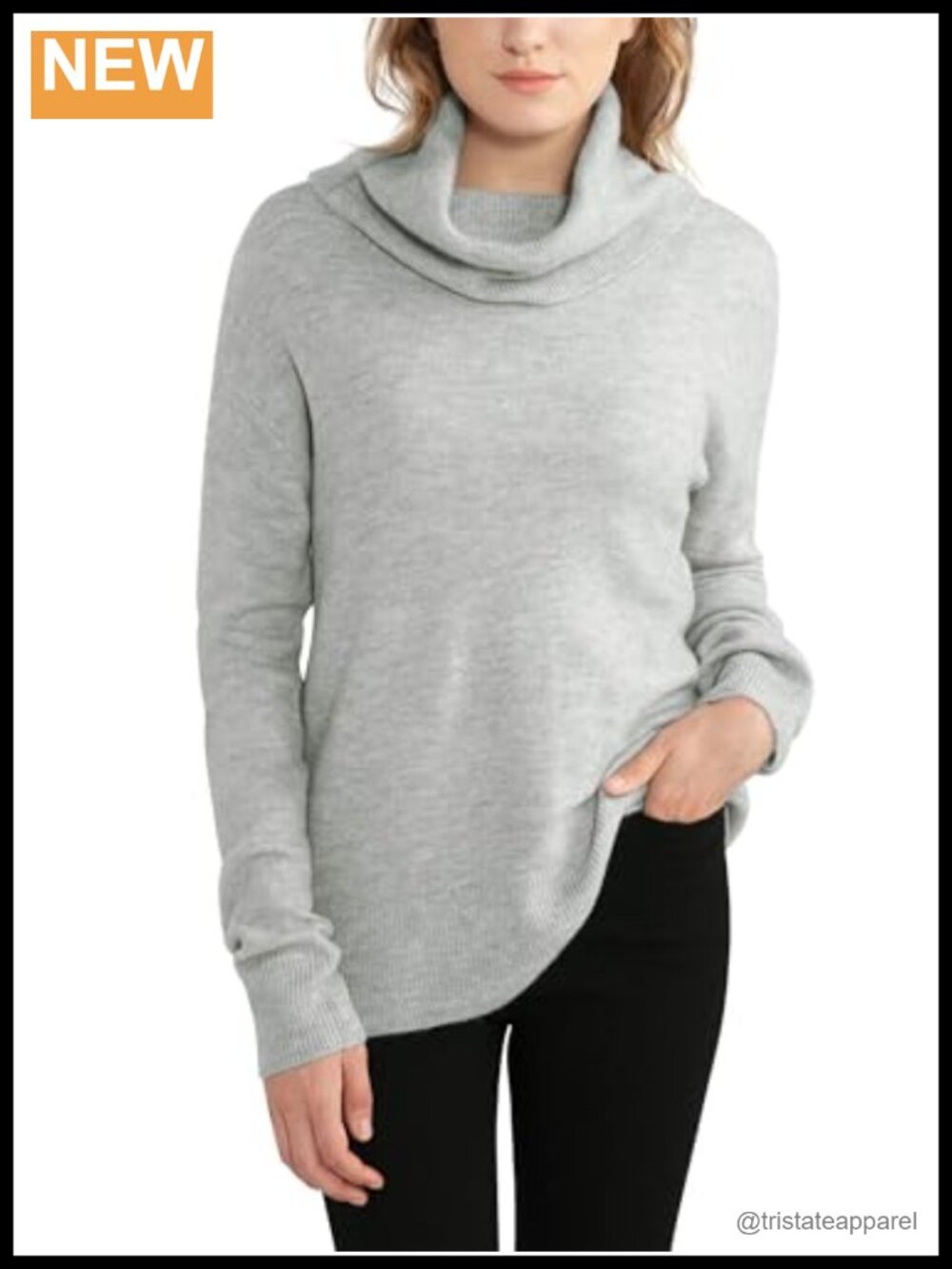Women's Lightweight Loose Fit Cowl Neck Pullover Sweater Acrylic Blend Ribbed